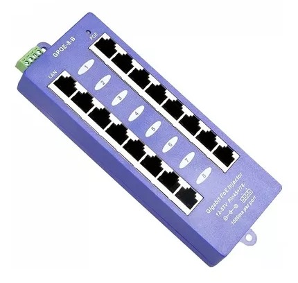 POE INYECTOR 8 PUERTOS BASE 1000 AZUL