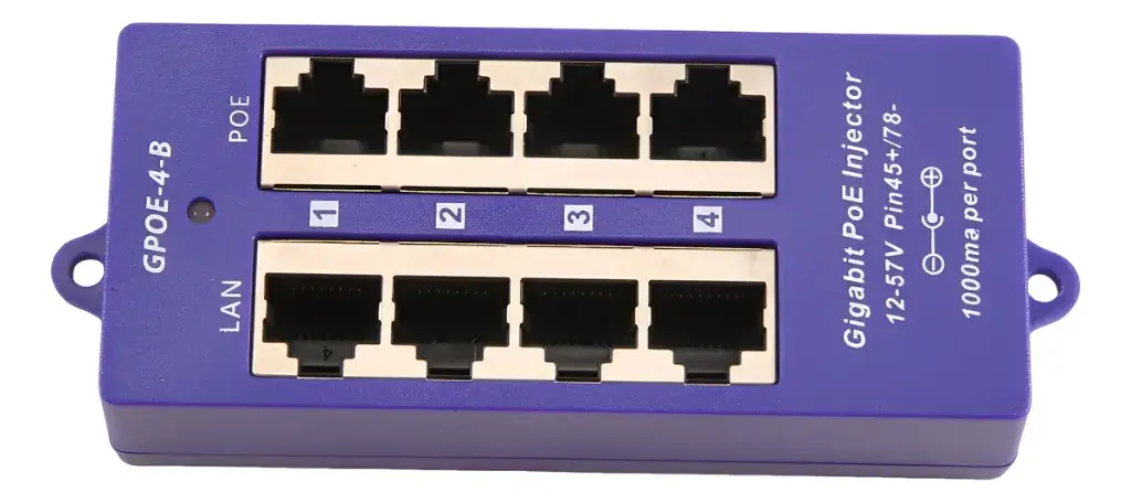 POE INYECTOR 4 PUERTOS BASE 1000 AZUL